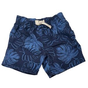 Carter’s Toddler Shorts 18M Navy Blue Leaf Print Clean Fit Summer Staple